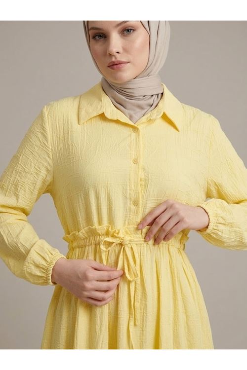 Beli Tünelli Elbise-Sarı