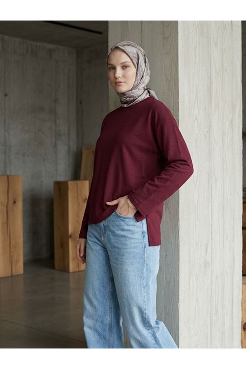 Yırtmaçlı Oysho Tunik-Bordo