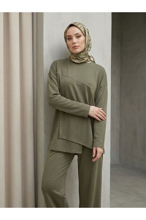 Ön Hareket Detay Pantolonlu Takım-Haki