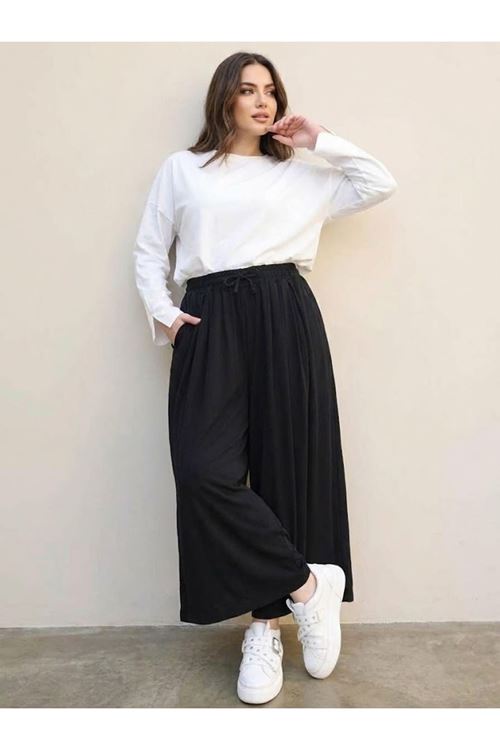 Pileli Oysho Pantolon-Siyah