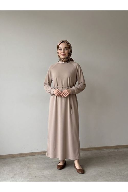 Reglan Kol Pike Elbise-Bej