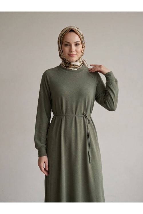 Reglan Kol Pike Elbise-Haki