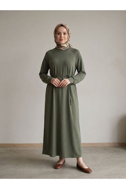 Reglan Kol Pike Elbise-Haki