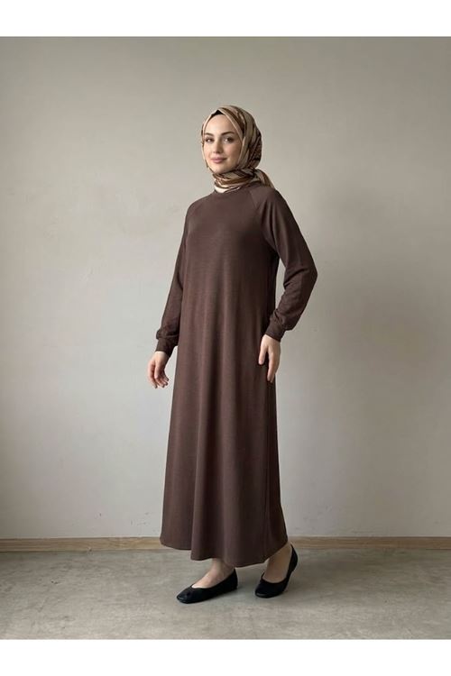 Reglan Kol Pike Elbise-Kahve