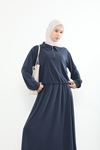 Yakalı Fermuar Detay Etekli Takım-Lacivert