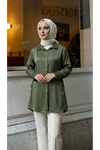 Yan Bağlamalı Saten Tunik-Haki