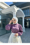 Arka Fermuar Detay Saten Tunik-Gül Kurusu