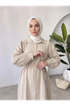 Yakalı Uzun Kupra Tunik-Taş