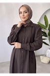 Yakalı Uzun Kupra Tunik-Kahve