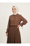 Kol Tünel Yaka Fırfır Tunik-Kahve