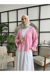 Önü Bağlamalı Kısa Kimono-Pembe