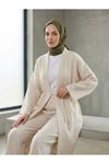 Lunsera Kadın Müslin Kumaş Kimono Pantolon Takım Açık Ön Rahat Kalıp Tesettür Takım-Taş