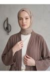 Lunsera Kadın Müslin Kumaş Açık Ön Kimono Büzgü Detaylı Geniş Kollu Tesettür Kimono-Duman