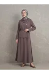 Lunsera Kadın Plazma Kumaş Çapraz Düğmeli Tesettür Takım -Açık Kahve