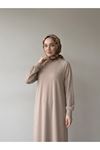 Reglan Kol Pike Elbise-Bej