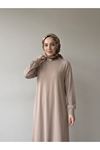Reglan Kol Pike Elbise-Bej