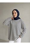 Çizgili Oysh Tunik-Lacivert