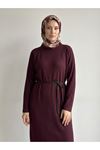 Reglan Kol Triko Elbise-Bordo