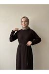 Reglan Kol Triko Elbise-Kahve