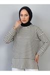 Çizgili Oysh Tunik-Siyah