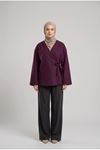 Yan Bağlamalı Kaşe Ceket-Bordo