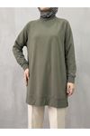 Reglan Kol Manşetli Pike Tunik-Haki