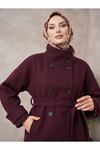 Apoletli Kaşe Ceket-Bordo